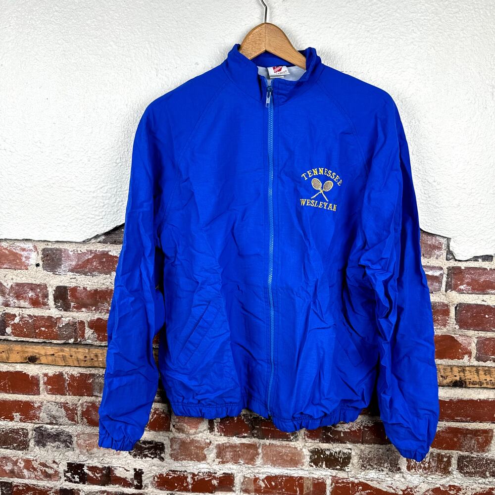Vintage Tennessee Wesleyan Jacket Size Medium Tennis Zip Up Windbreaker USA 90s